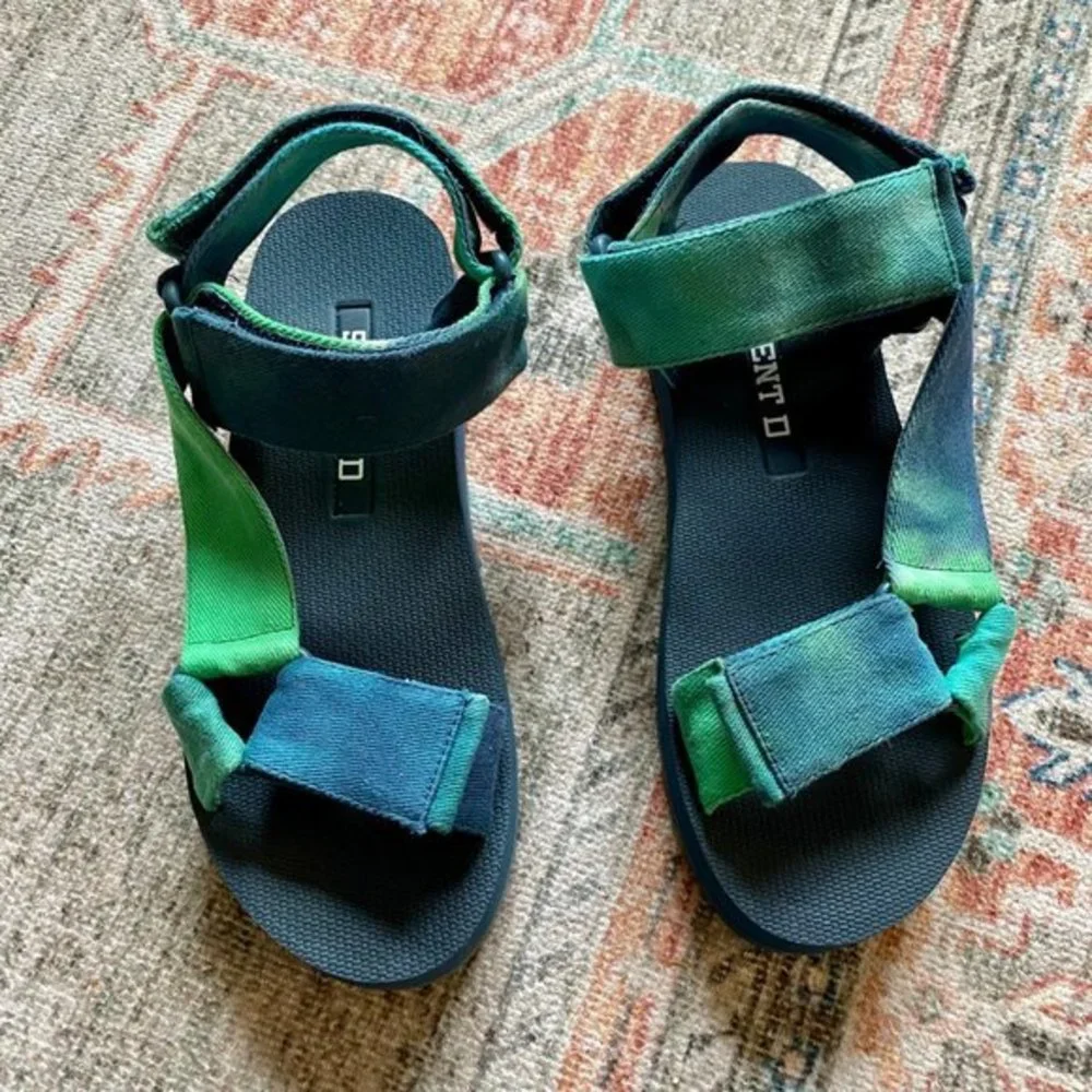 NIB Anthropologie Silent D Morgan Sport Womens Sandals Blue Green Tie-Dye 37